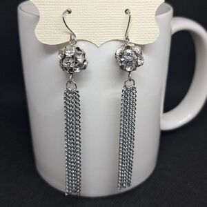 Sparkly Ball and Multi Chain Dangle Earrings- NWOT